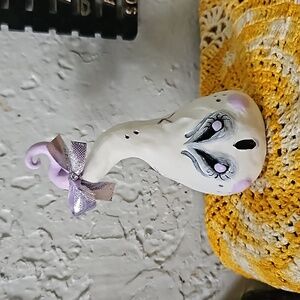 Adopt a Ghost Cutesy Primitive Sculpted Folk Art Doll Halloween Figurine Violet